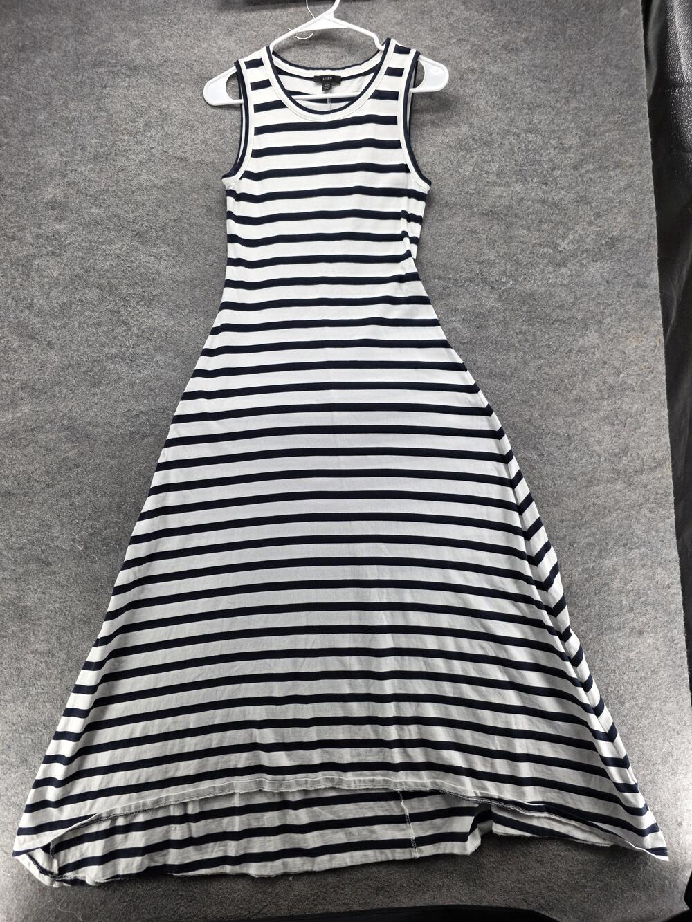 J.CREW Dress Womens XXS Blue Maxi Fit & Flare Tank Striped Jersey Cotton